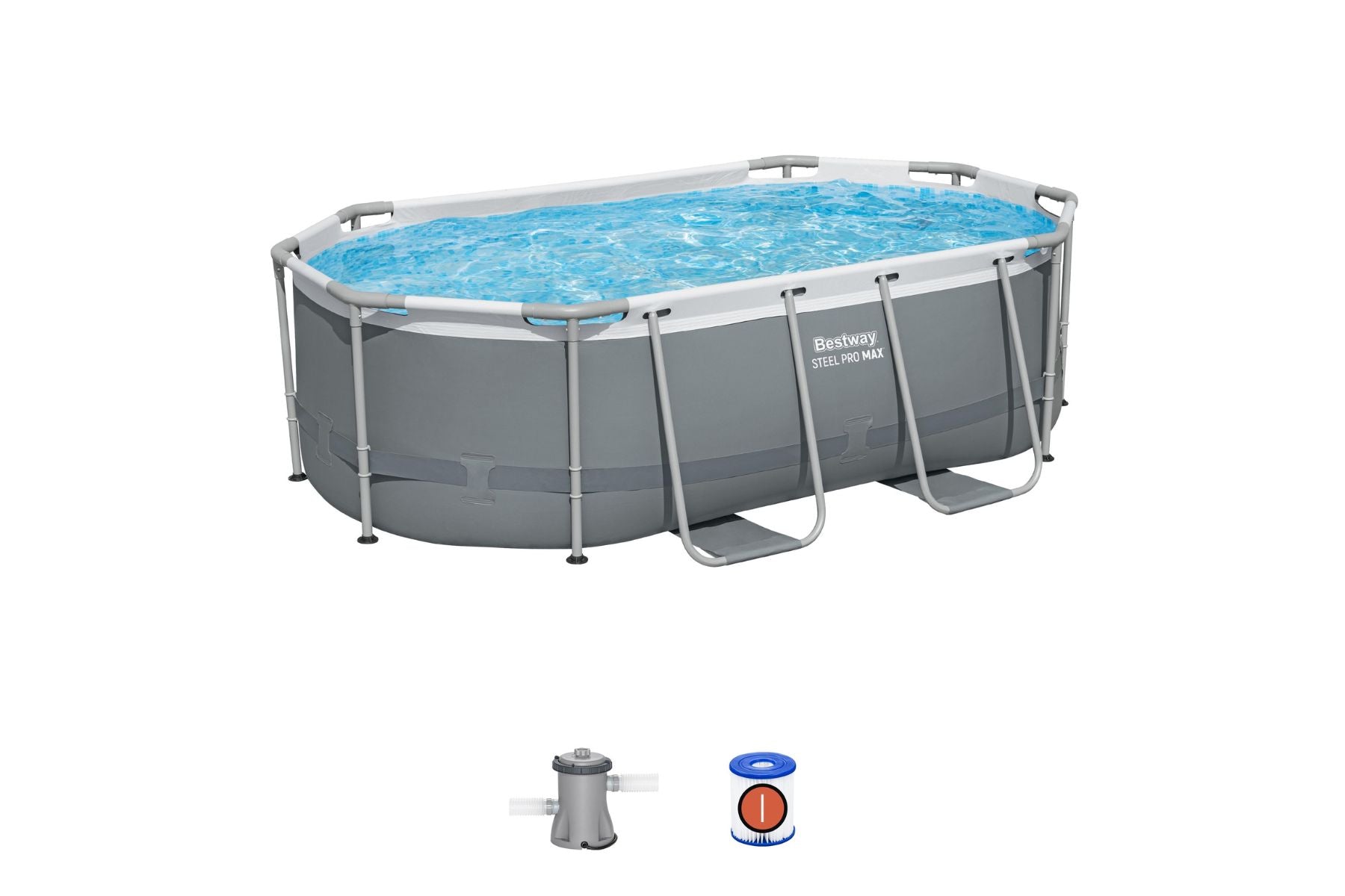 10ft x 33in Dark Grey Oval Steel Pro MAX Above Ground Pool Set