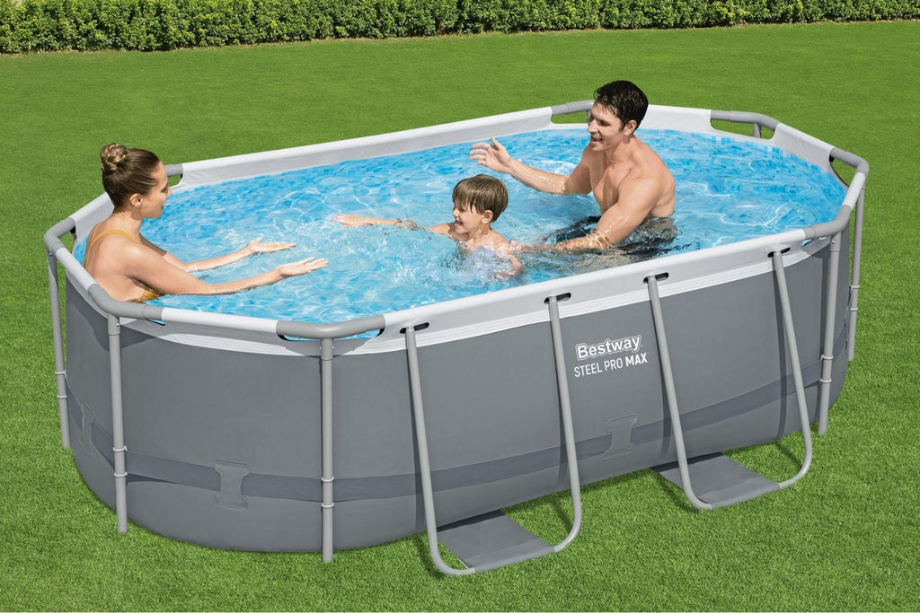 10ft x 33in Dark Grey Oval Steel Pro MAX Above Ground Pool Set