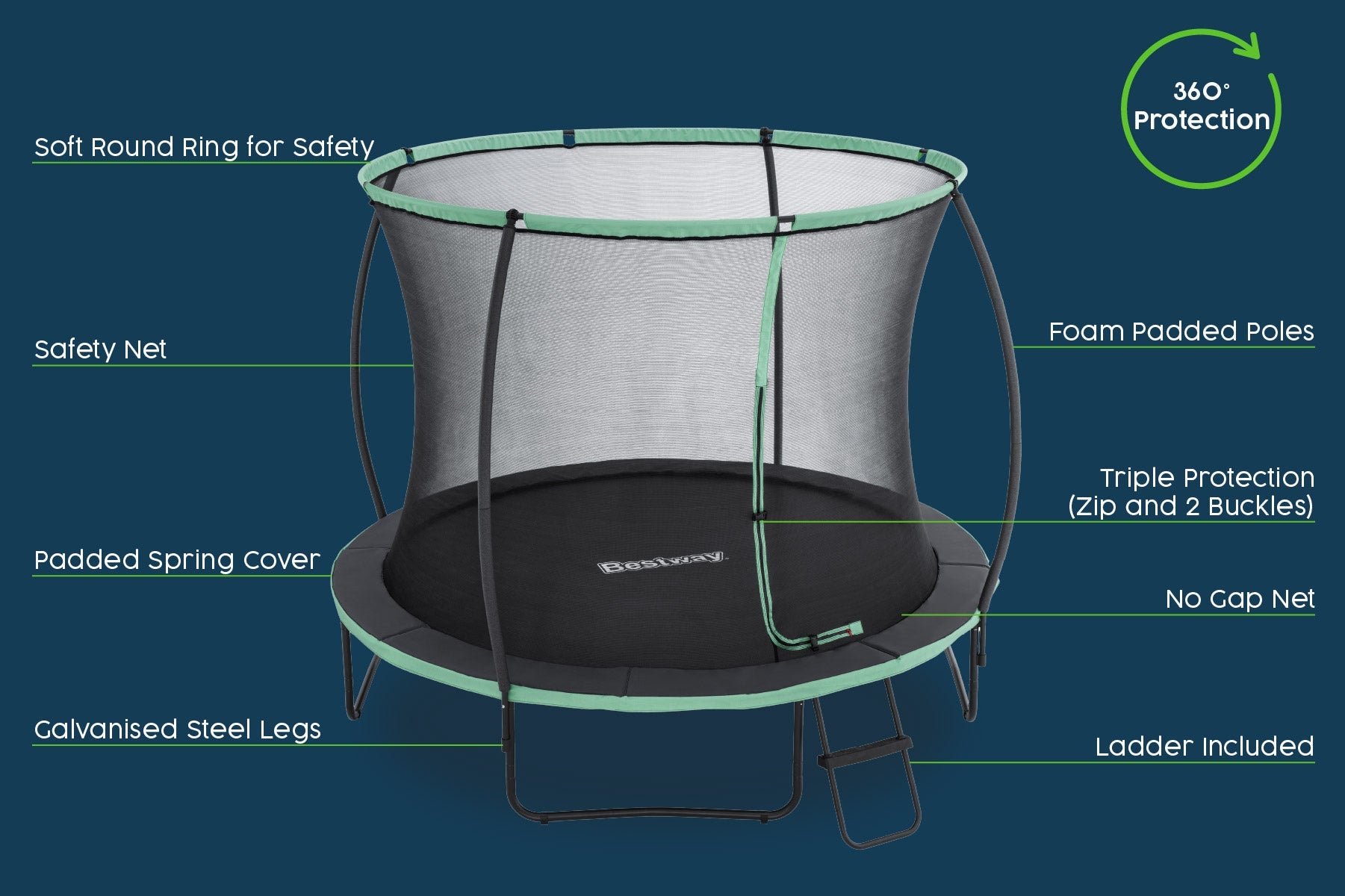10' Xtreme Air Trampoline, Ladder & Enclosure
