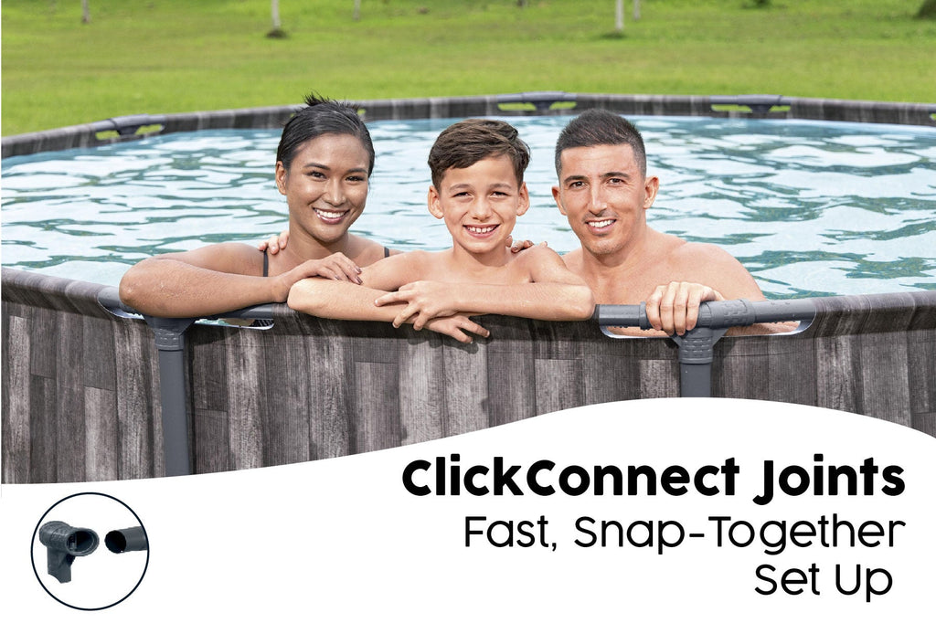 14ft x 42in Wood Print Round Steel Pro Max Above Ground Pool Set