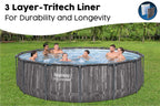 14ft x 42in Wood Print Round Steel Pro Max Above Ground Pool Set