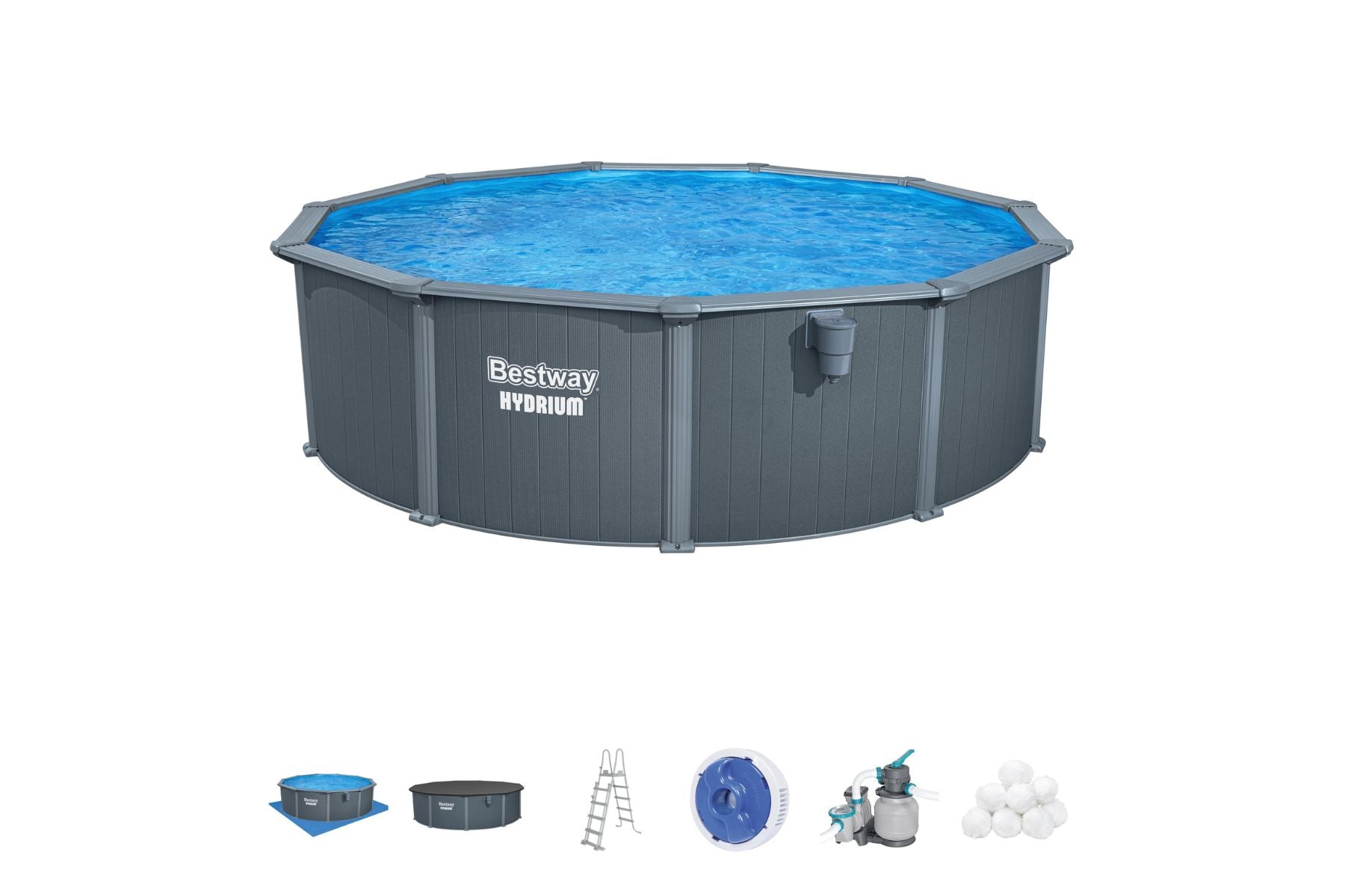 16ft x 52in Round Hydrium Steel Above Ground Pool Set