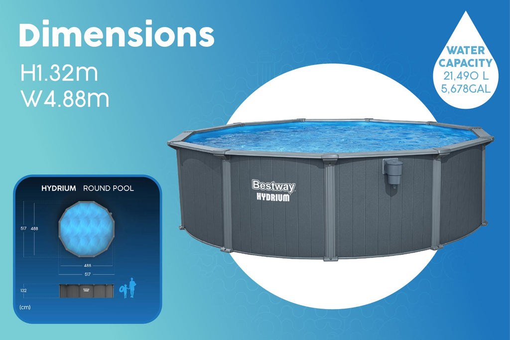 16ft x 52in Round Hydrium Steel Above Ground Pool Set
