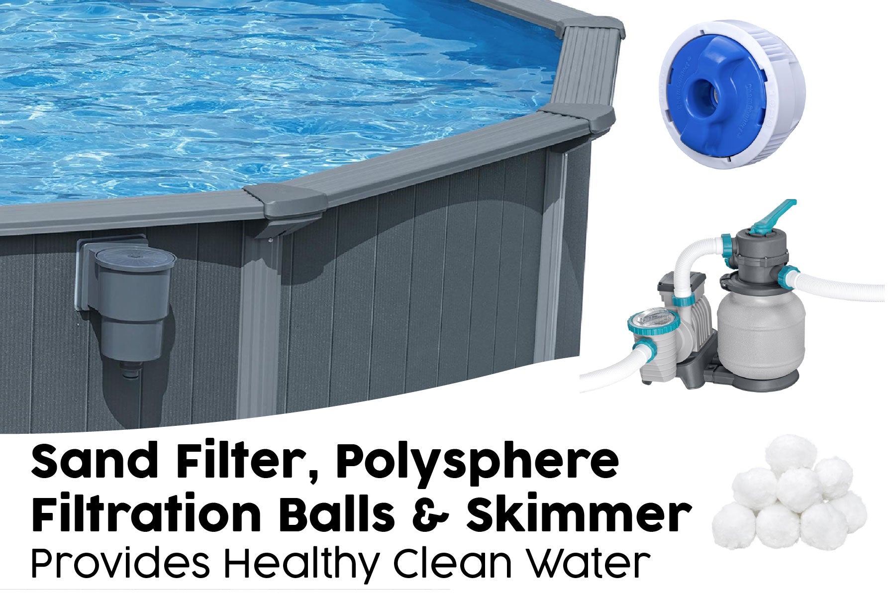 16ft x 52in Round Hydrium Steel Above Ground Pool Set