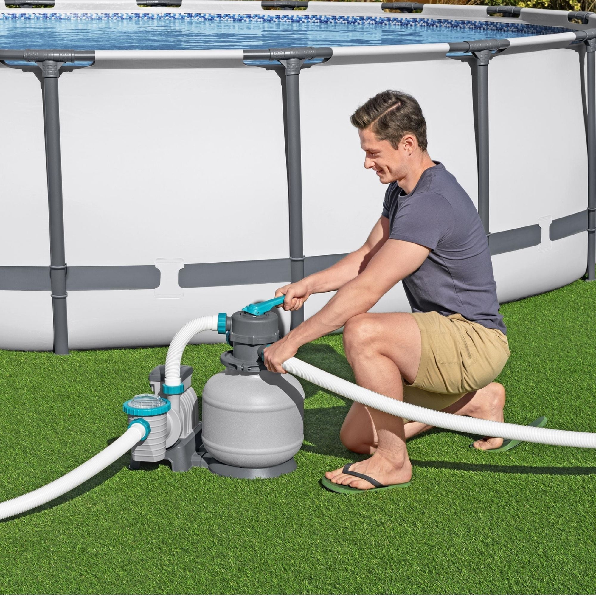2200gal Pool Sand Filter for All Above Ground Pools - Grey