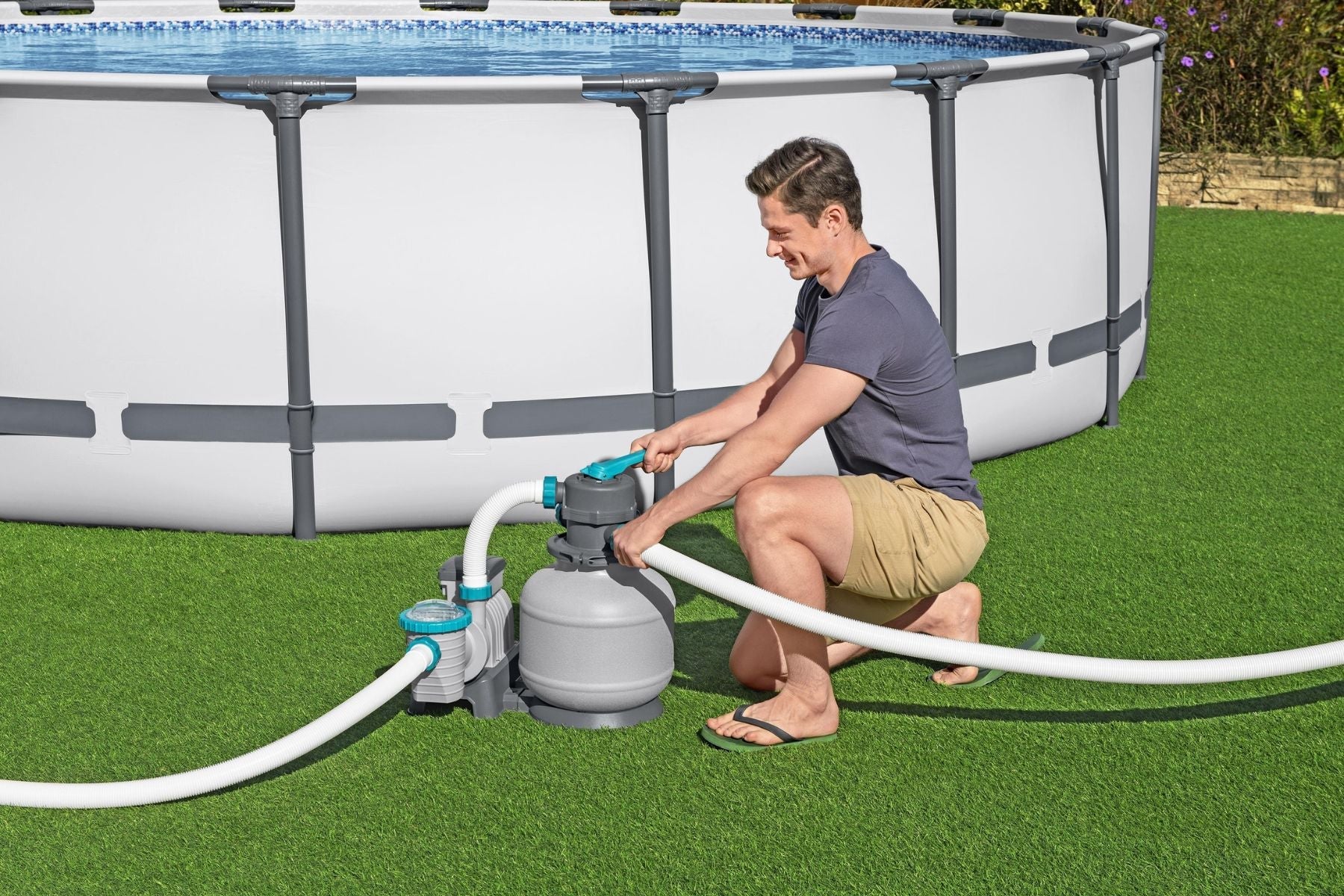 2200gal Pool Sand Filter for All Above Ground Pools - Grey