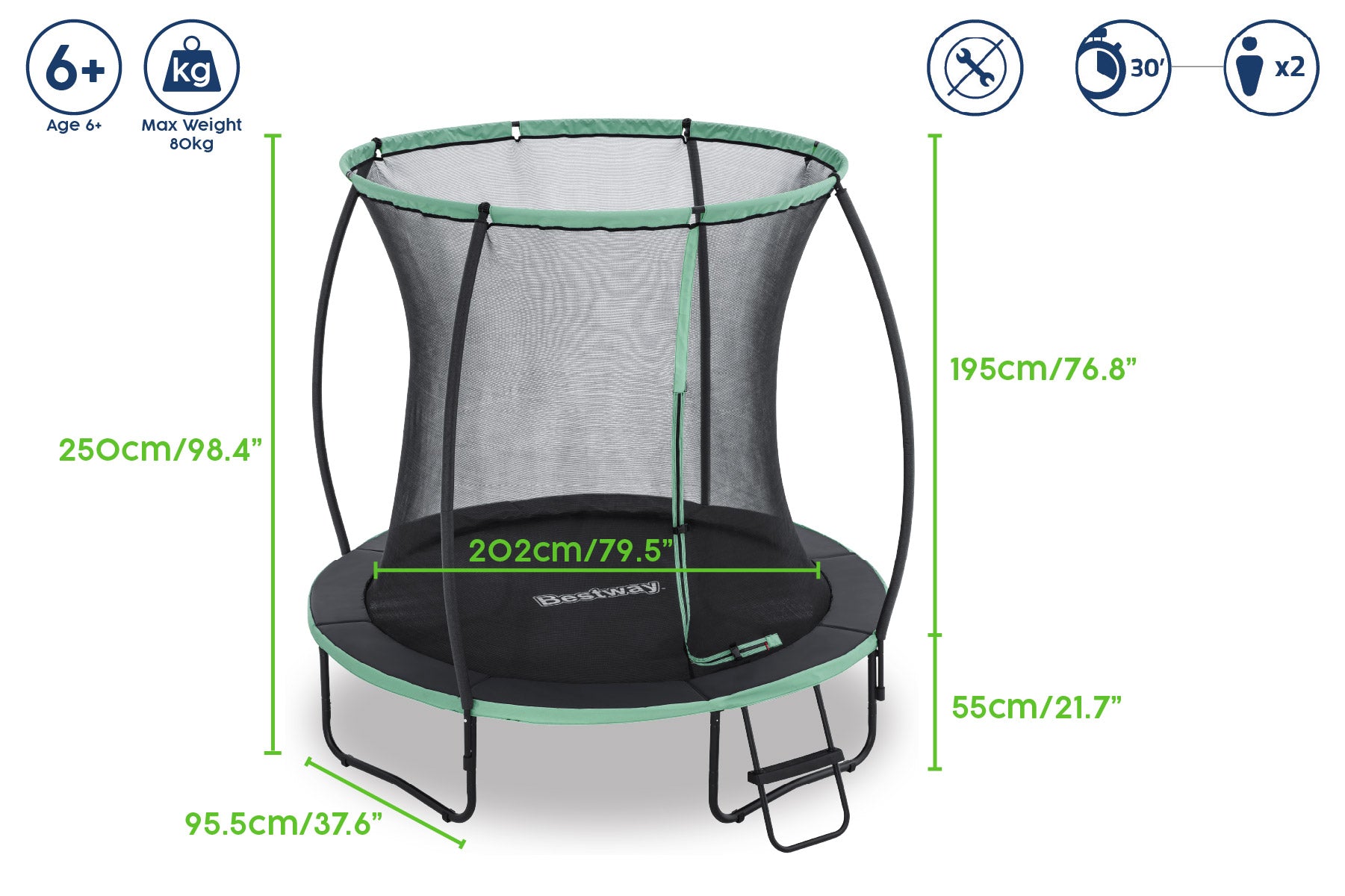 Xtreme Air 8ft Trampoline, Ladder & Enclosure