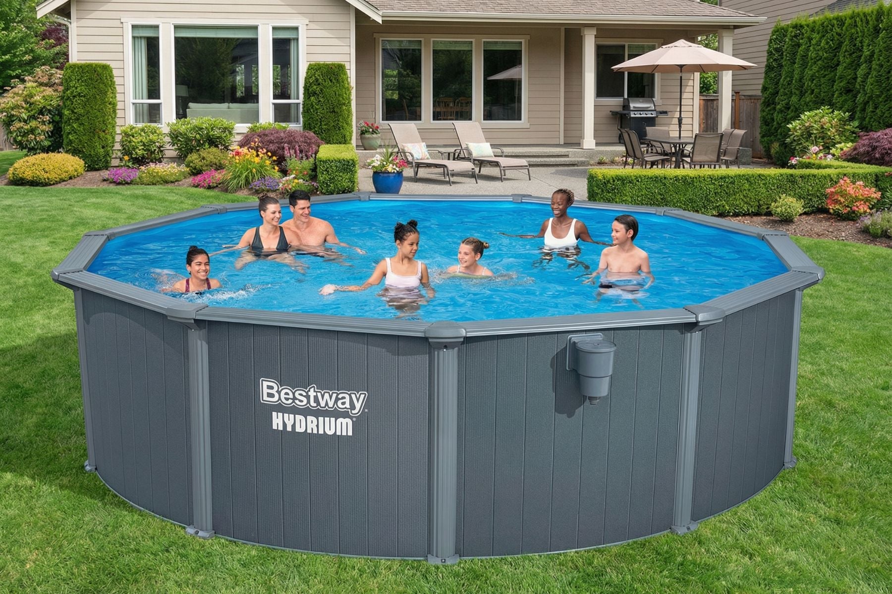 16ft x 52in Round Hydrium Steel Above Ground Pool Set