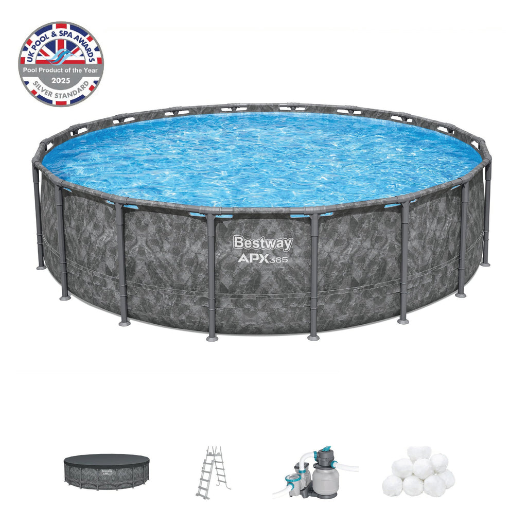 18ft x 52in Grey Round APX 365 Above Ground Pool Set