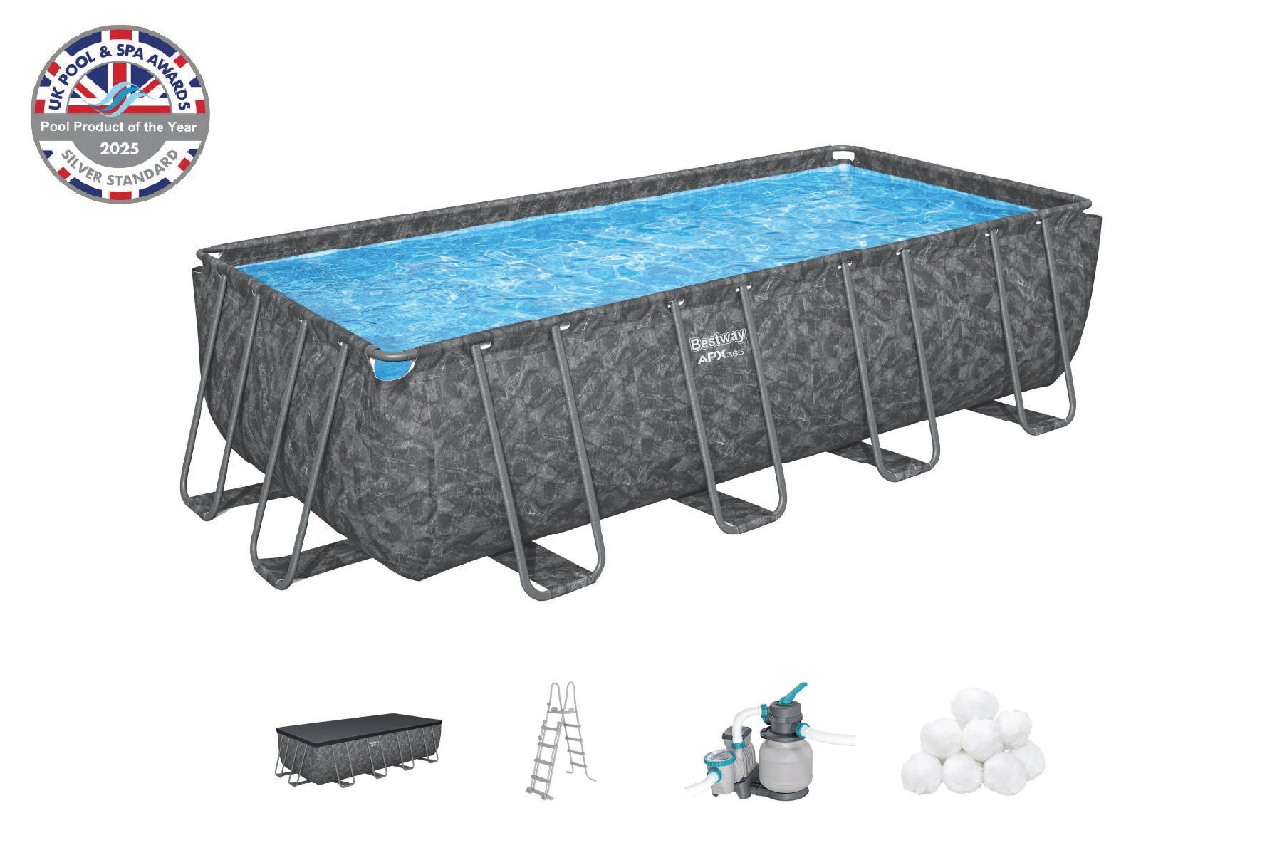 18ft x 52in Grey Rectangular APX 365 Steel Above Ground Pool Set