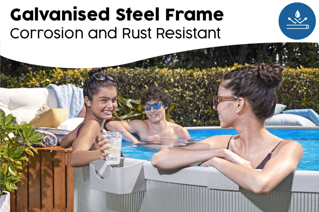 10ft x 24in Grey Round TANX Above Ground Stock Tank Pool Set