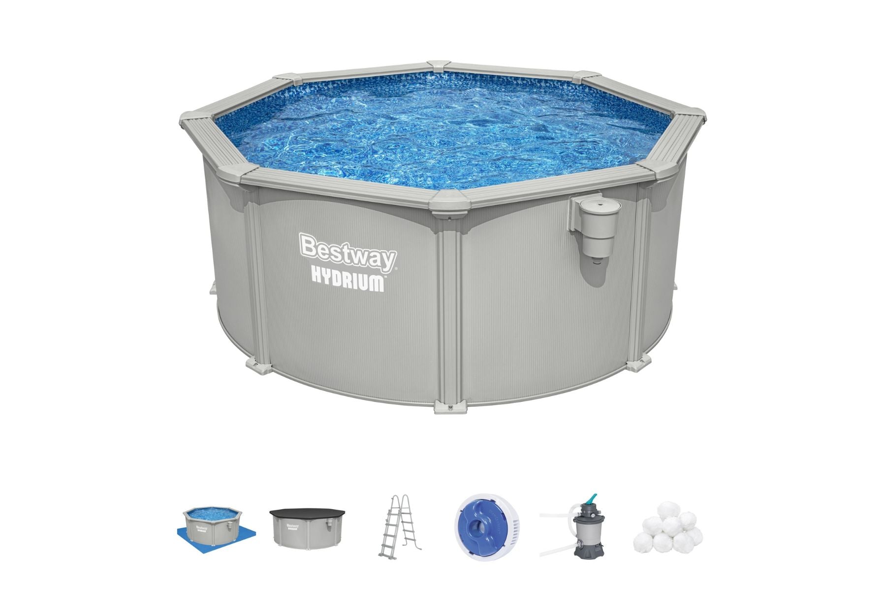 10ft x 48in Round Hydrium Steel Above Ground Pool Set