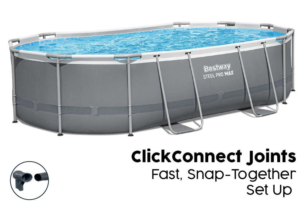 16ft x 42in Dark Grey Oval Steel Pro MAX Above Ground Pool Set