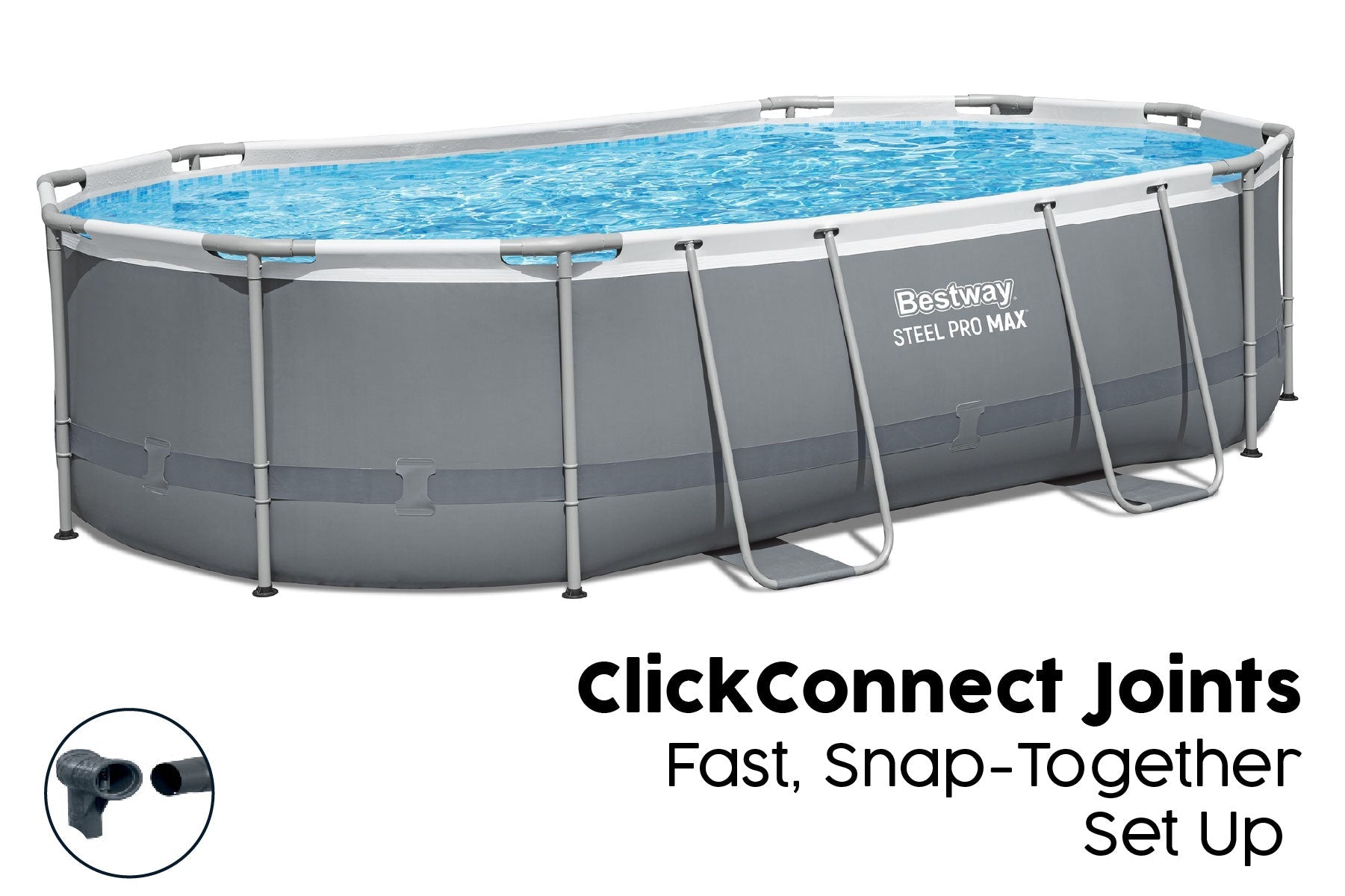 16ft x 42in Dark Grey Oval Steel Pro MAX Above Ground Pool Set