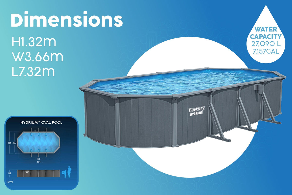 24ft x 52in Oval Hydrium Steel Above Ground Pool Set