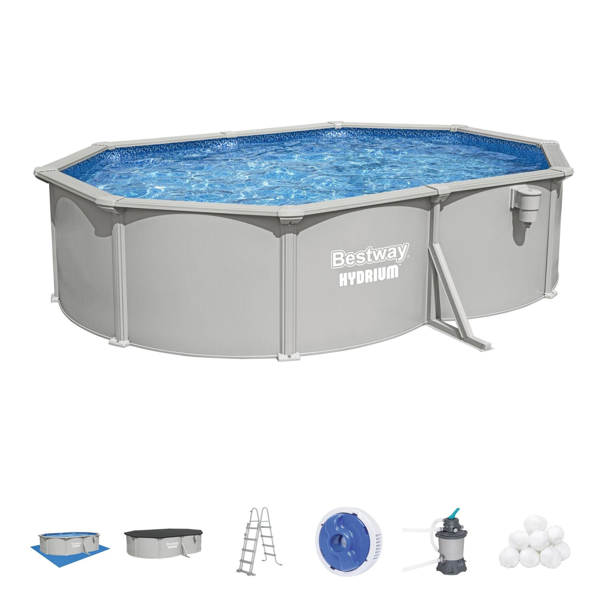 16.5ft x 48in Oval Hydrium Steel Above Ground Pool Set