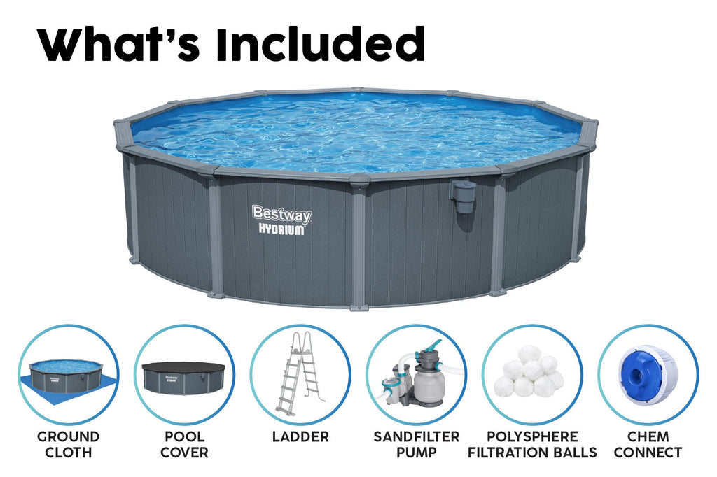 16ft x 52in Round Hydrium Steel Above Ground Pool Set