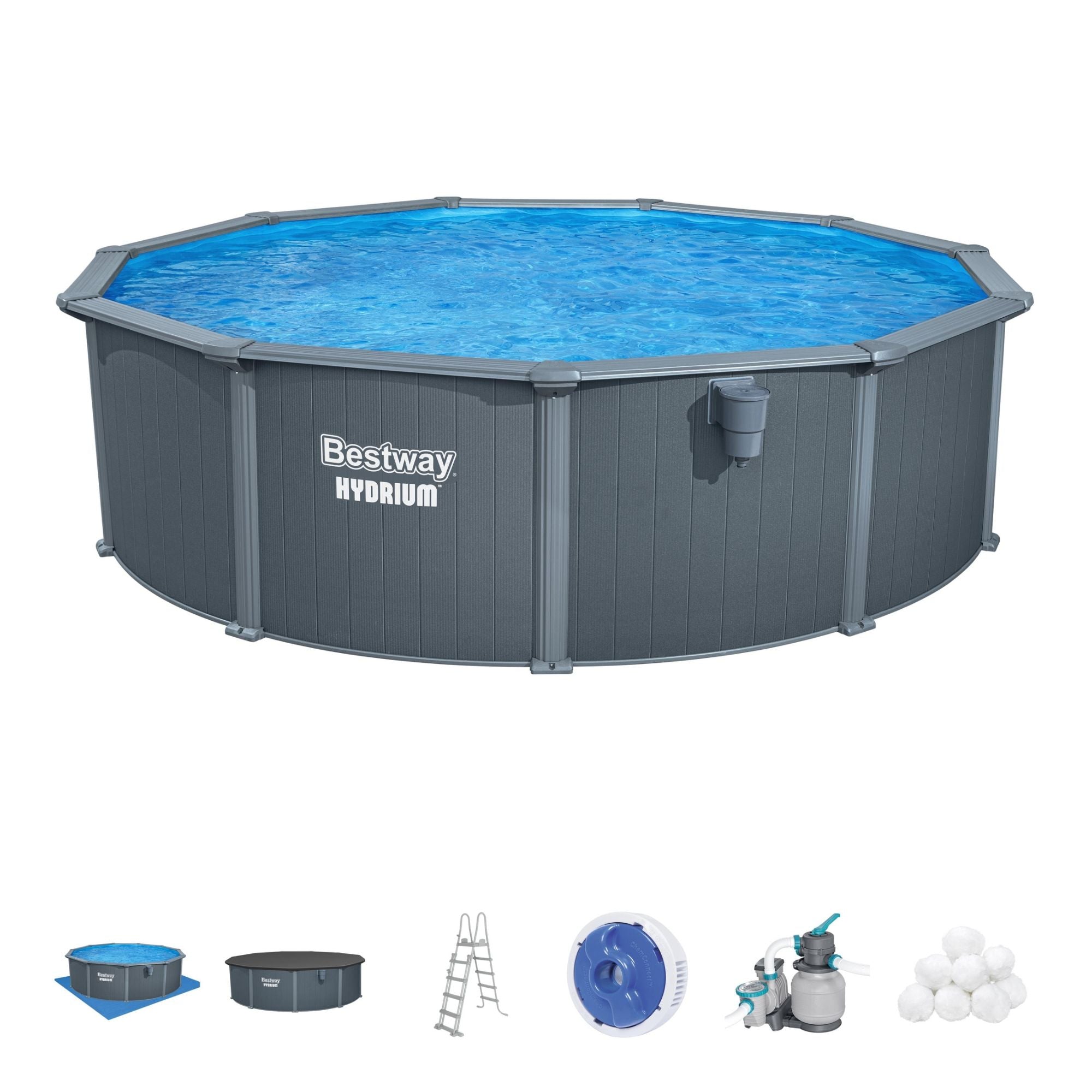 16ft x 52in Round Hydrium Steel Above Ground Pool Set