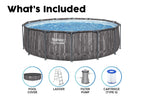 14ft x 42in Wood Print Round Steel Pro Max Above Ground Pool Set