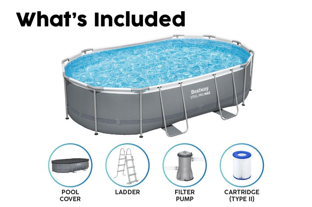 16ft x 42in Dark Grey Oval Steel Pro MAX Above Ground Pool Set