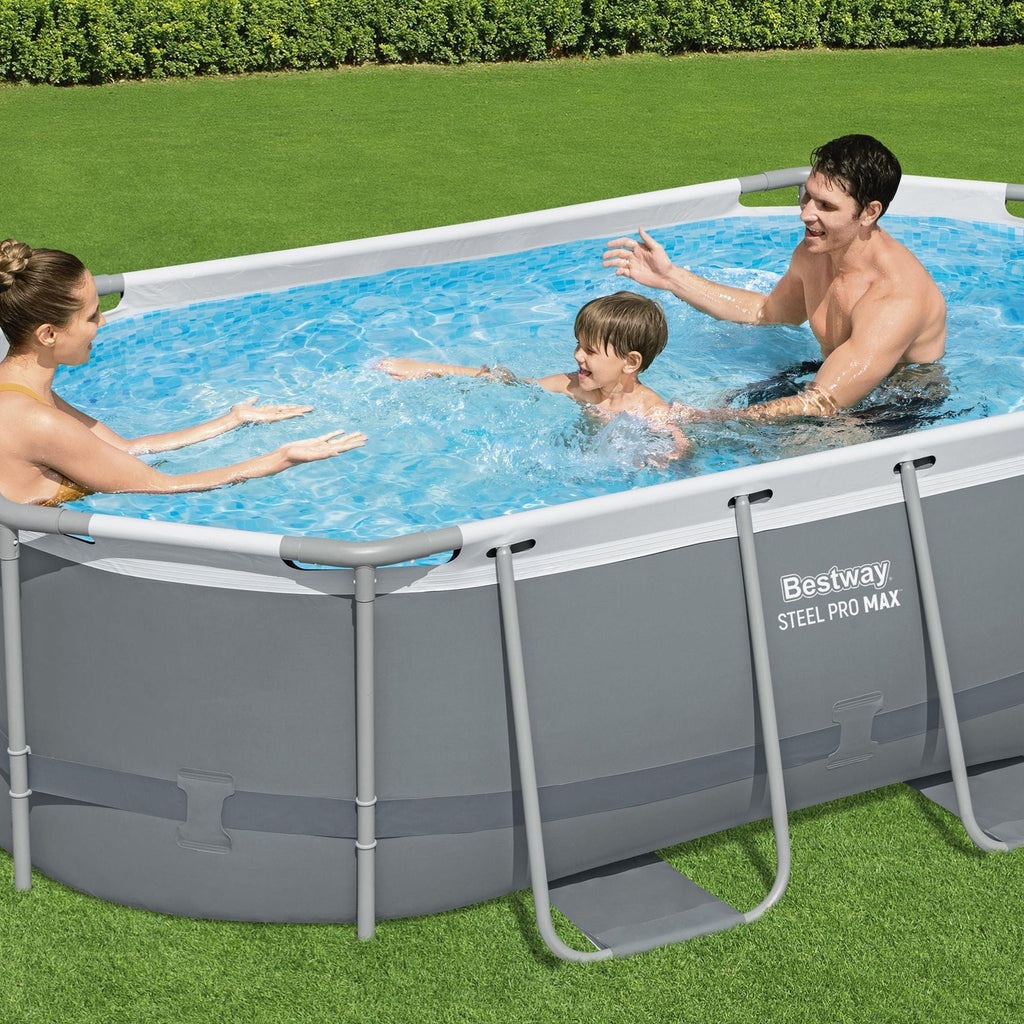 10ft x 33in Dark Grey Oval Steel Pro MAX Above Ground Pool Set