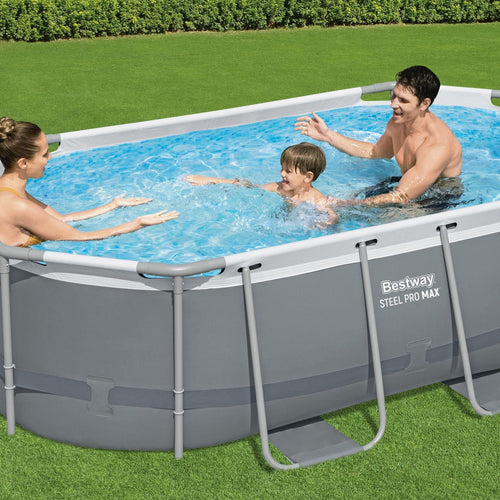 10ft x 33in Dark Grey Oval Steel Pro MAX Above Ground Pool Set