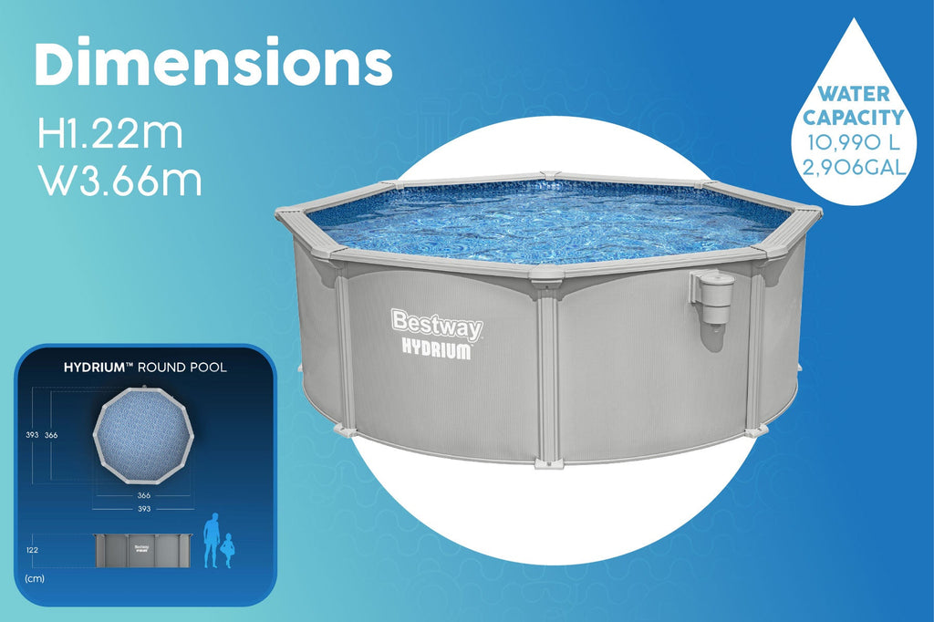 12ft x 48in Round Hydrium Steel Above Ground Pool Set