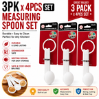 3PK x 4PCS Measuring Spoon Set Plastic Kitchen Baking Spoons White