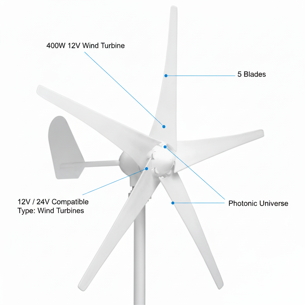 400W 12V Wind Turbine WTJ400-12 5 Blades
