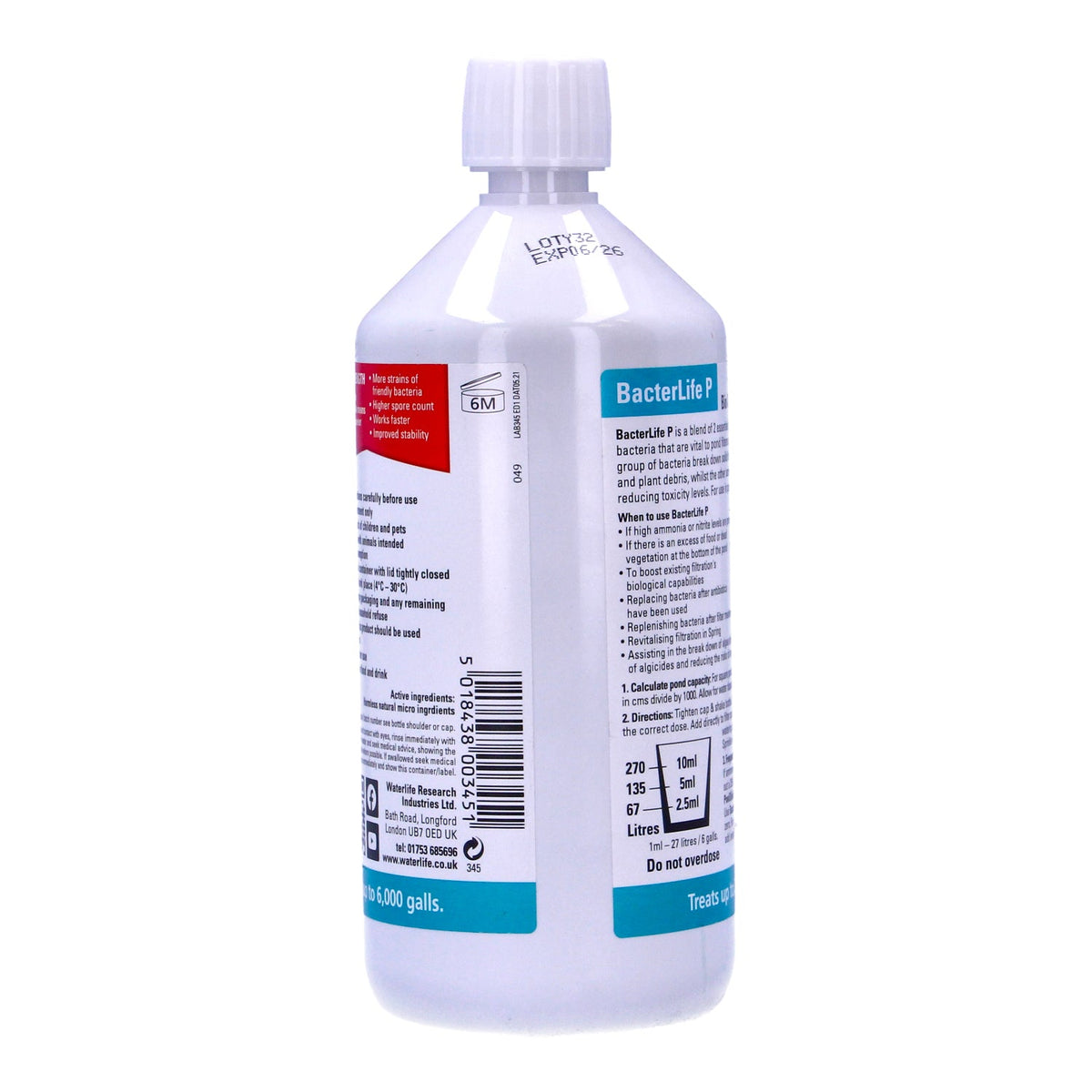 Waterlife BacterLife P Pond Bacteria Reducer (250ml/500ml/1L)