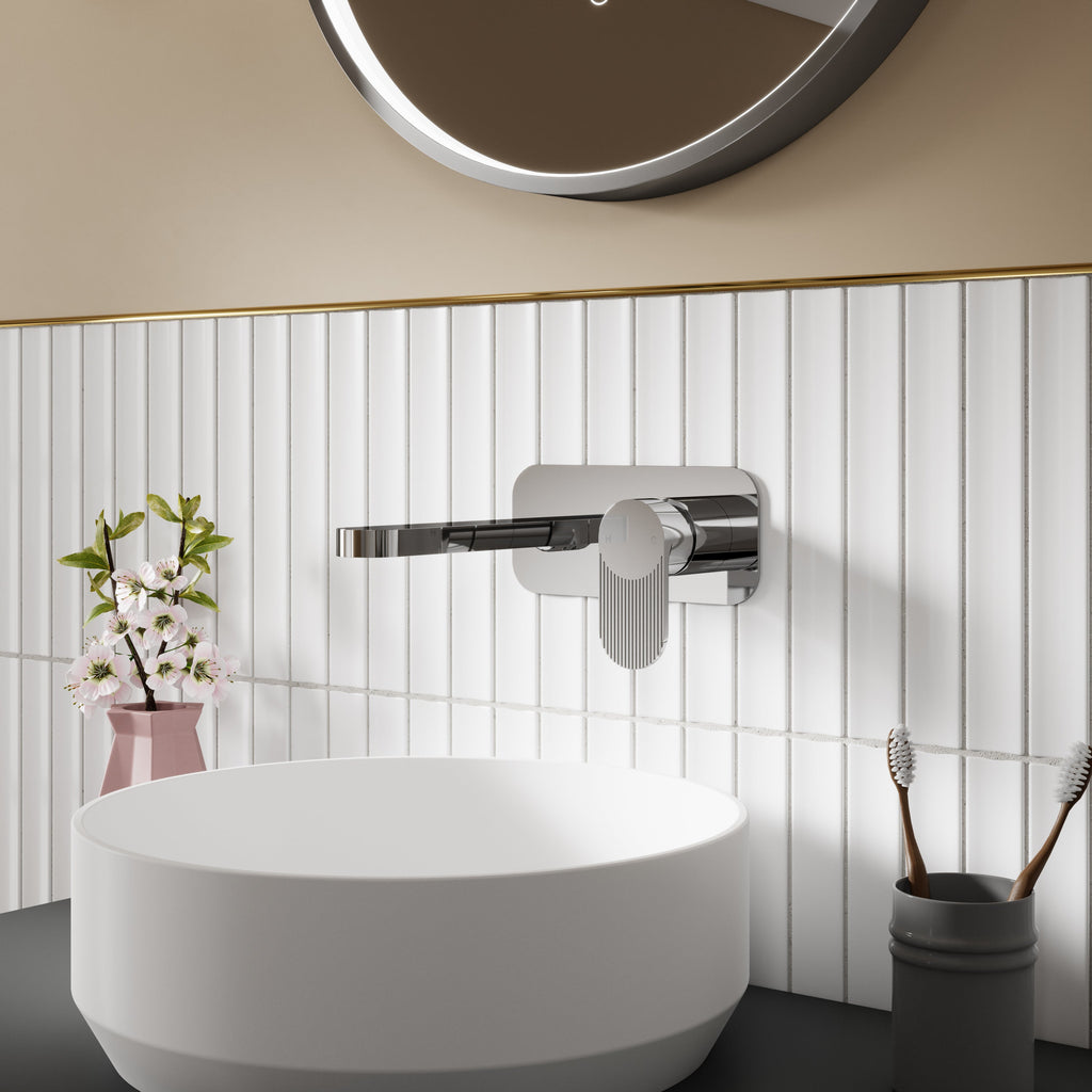Cove 2 Hole Wall Mounted Basin Mixer Tap With Plate