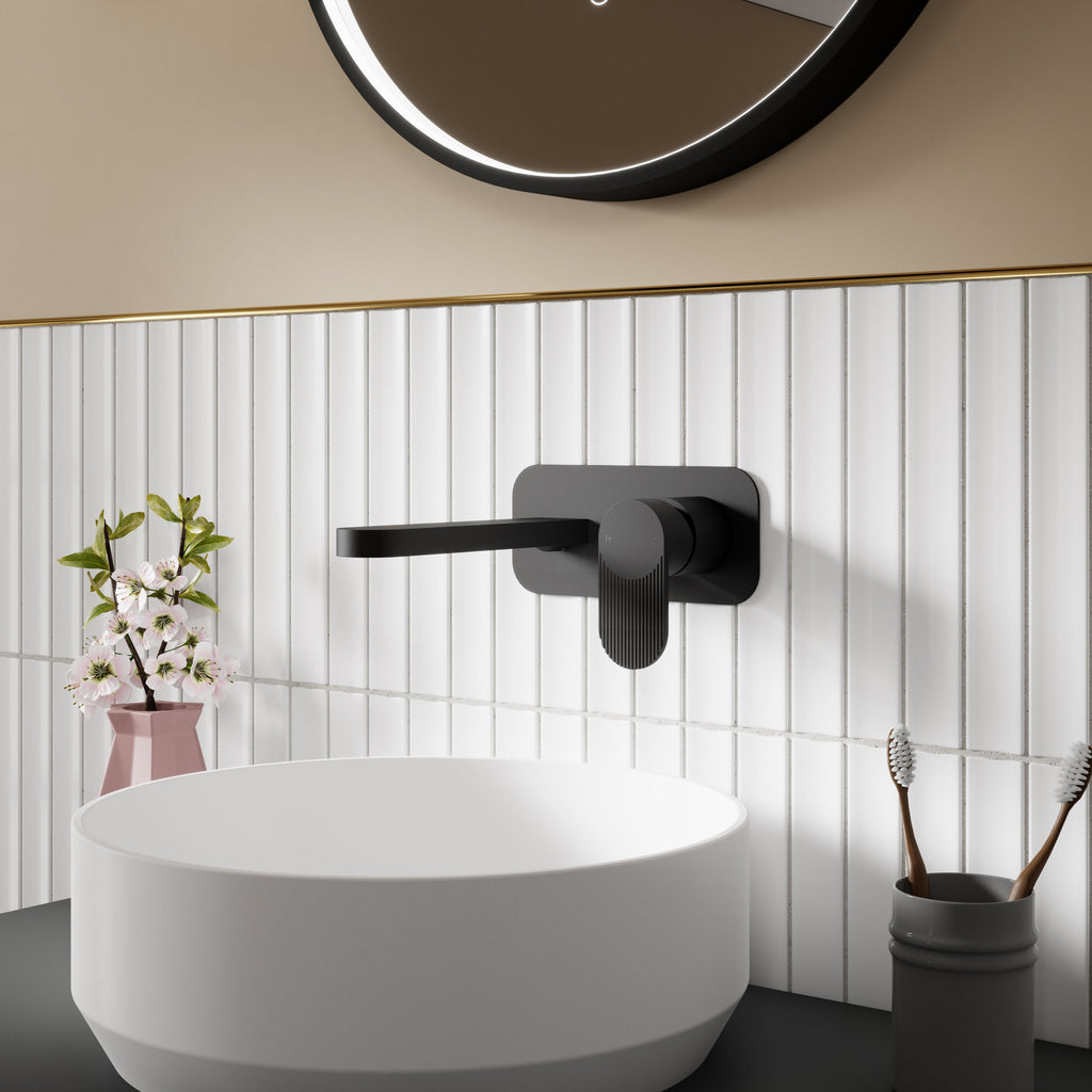 Cove 2 Hole Wall Mounted Basin Mixer Tap With Plate
