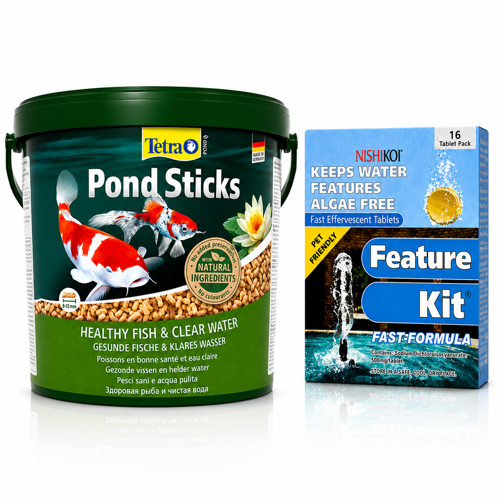 Tetra Pond Food Sticks 1200g + Nishikoi Feature Kit 16 Tablets Bundle