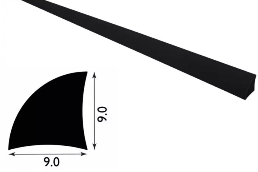 uPVC 9mm quadrant trim – black