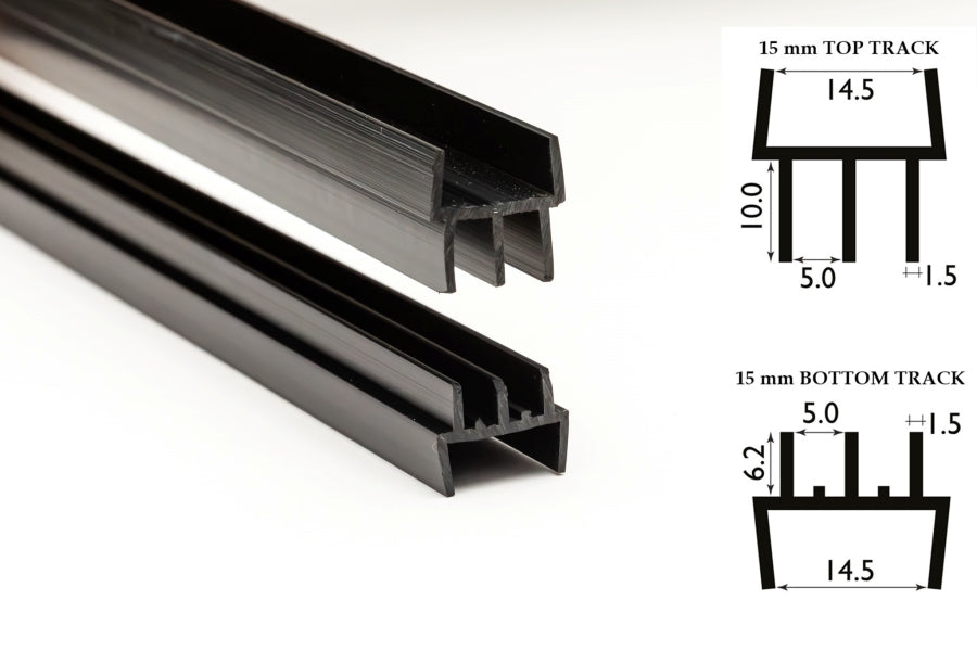 Clip-On Vivarium Glass Runners Track Double Channel 4 MM x 610 MM 910 MM & 2440 MM Length Top & Bottom for 15/18 MM Board