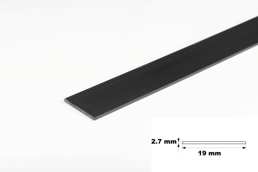 PVC plastic flat bar black  19x3