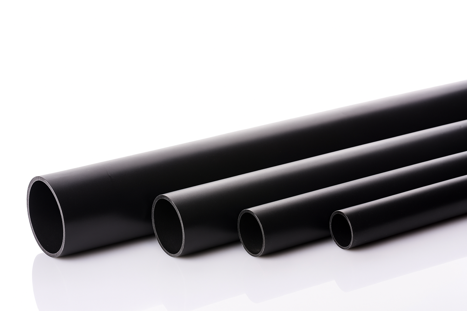 Black Plastic Round Pipe Tube PVC -1m / 39.37 Inch Length