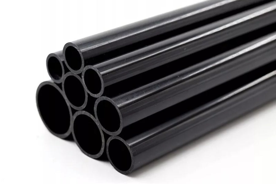 Black Plastic Round Pipe Tube PVC -1m / 39.37 Inch Length