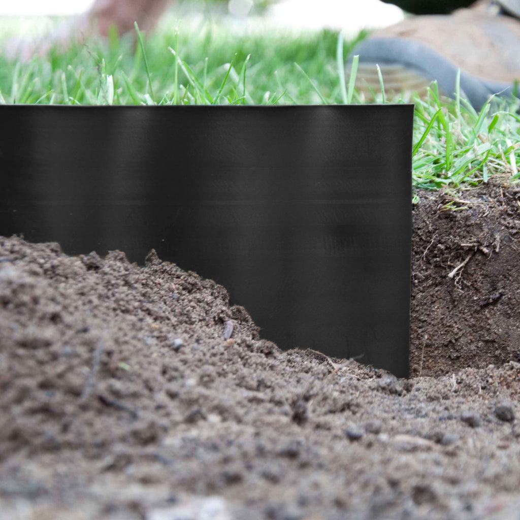 Wavy Plastic Garden Lawn Edging, H=25CM, L=9M, Black
