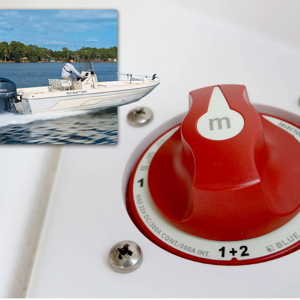 Blue Sea 300A Red Mini m-Series 4 Position (OFF/1/2/1+2) Battery Selector Switch