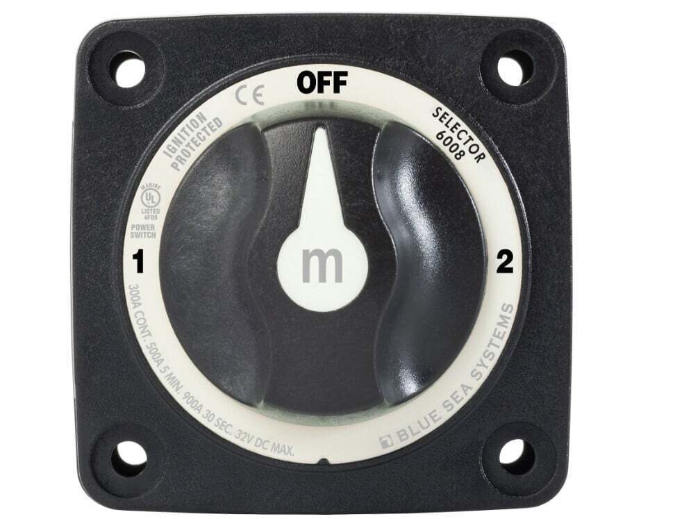 Blue Sea 300A Black Mini m-Series 3 Position (OFF/1/2) Battery Selector Switch