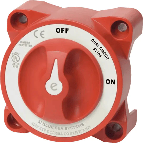 Blue Sea 350A Red e-Series Dual Circuit Battery Switch