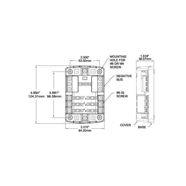 Blue Sea 6 Circuits Blade Fuse Block/Holder w/ Negative Bus & Cover