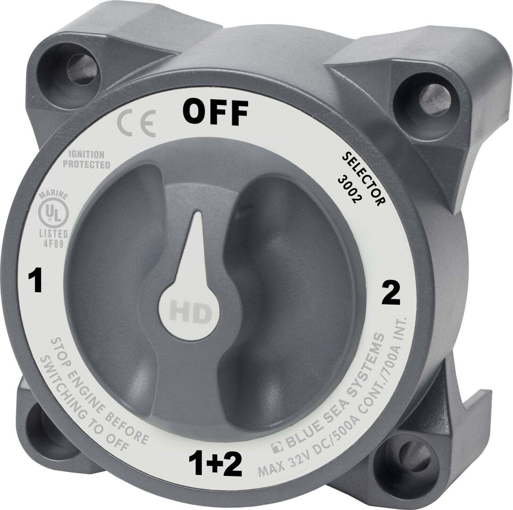 Blue Sea 500A HD-Series Heavy Duty 4 Position (OFF/1/2/1+2) Battery Selector Switch