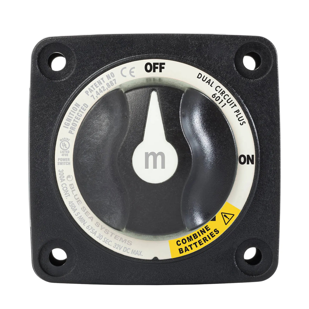 Blue Sea 300A Black Mini m-Series Dual Circuit+ Battery Switch