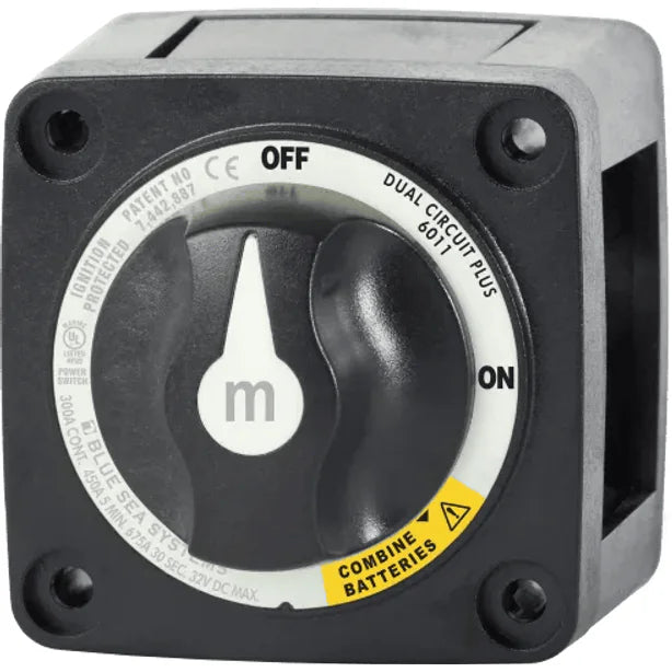 Blue Sea 300A Black Mini m-Series Dual Circuit+ Battery Switch