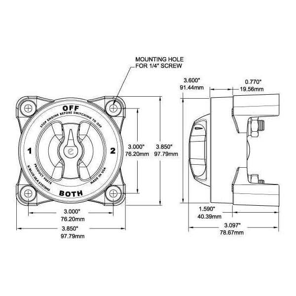 Blue Sea 600A HD-Series Heavy Duty On/Off Battery Switch