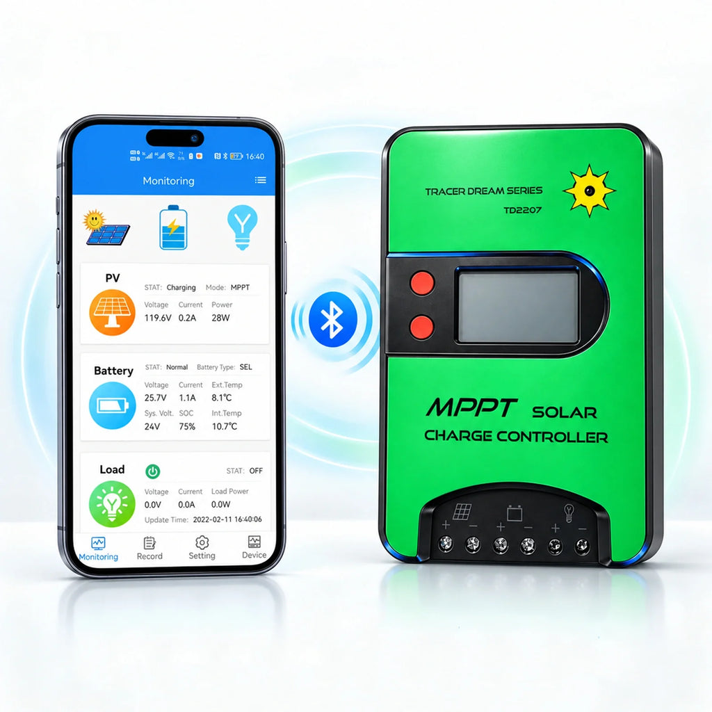Exotronic MPPT 12V 20A Bluetooth Solar Charge Controller w/Display