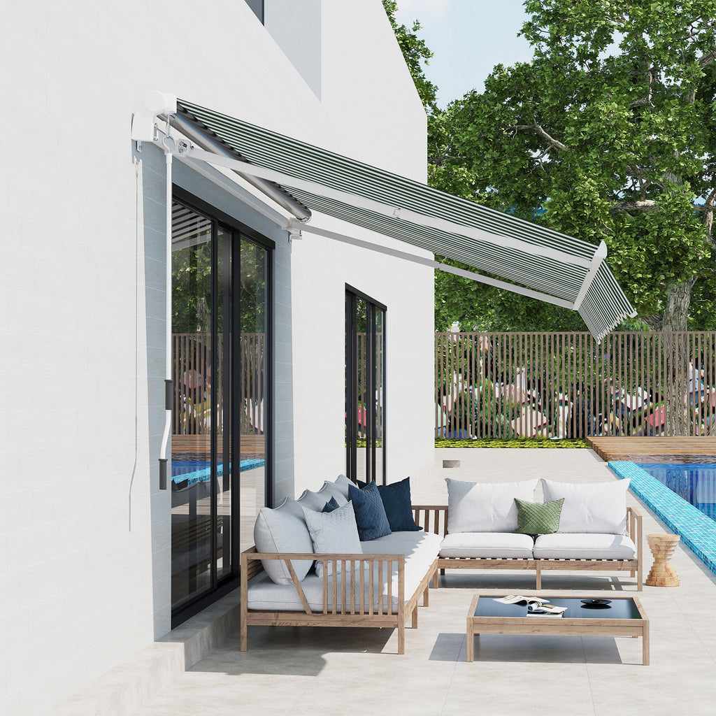 10' x 8' Retractable Awning Fabric Replacement, 280gsm UV Resistant Fabric, Green and White