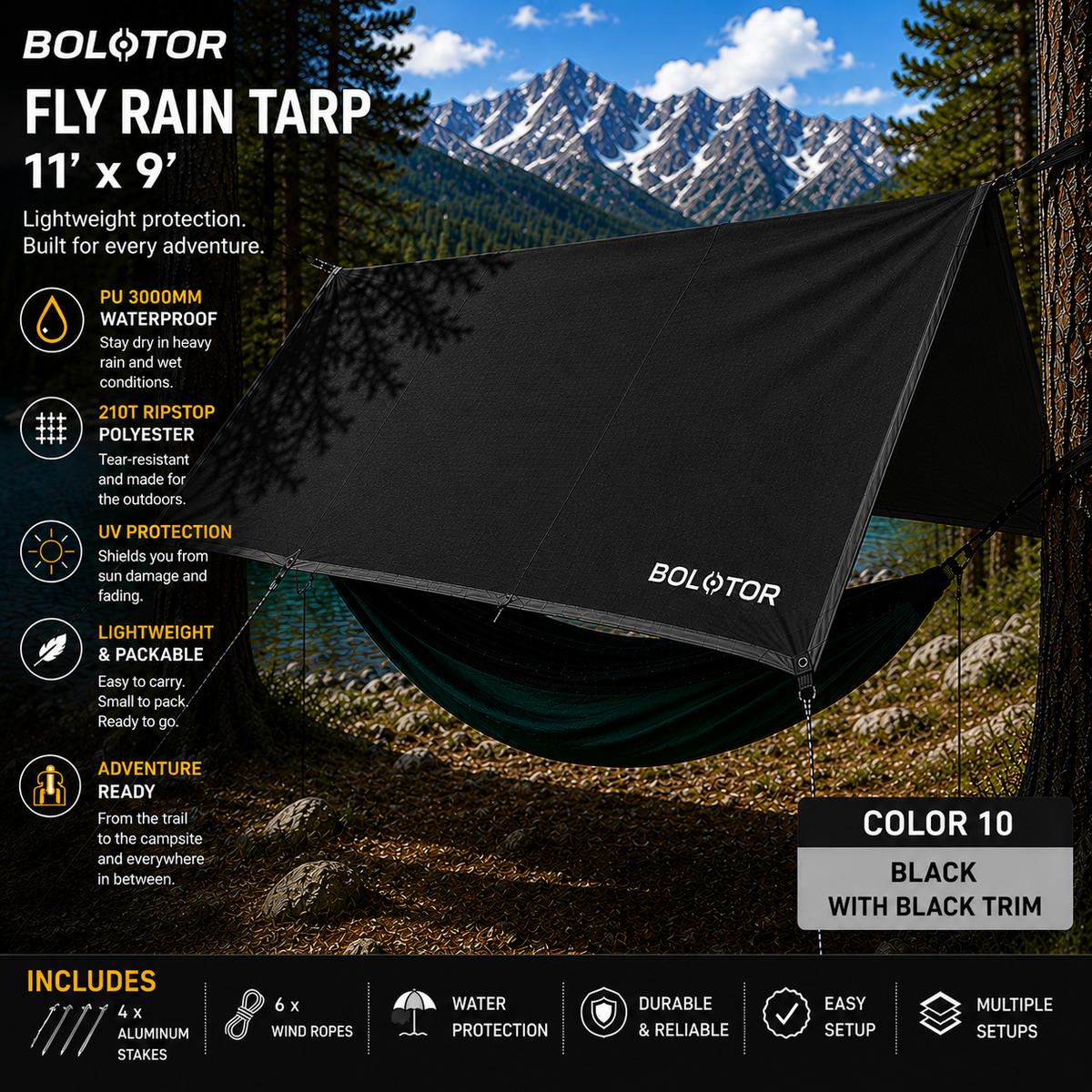 BOLOTOR Fly Rain Tarp - Black